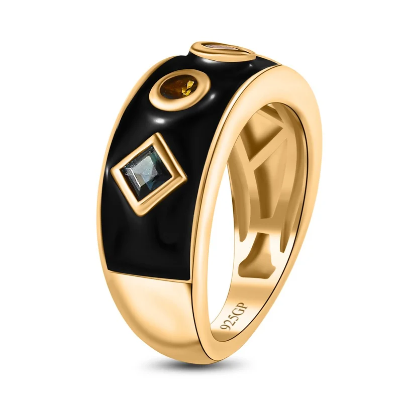 GP Royal Kollektion - mehrfarbige Turmalin Ring, 925 Silber Gelbgold Vermeil ca. 0.59 ct