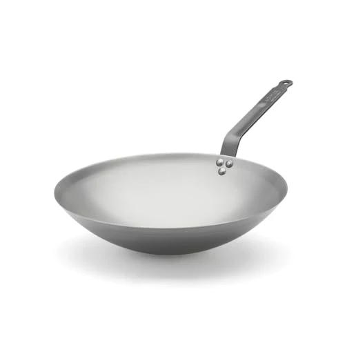 de Buyer - Wok CARBONE PLUS aus Eisenstahl - 35 cm - 5114.35, Silber