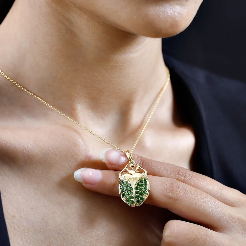 GP Trionfo Kollektion - Natürlicher Chromdiopsid Anhänger, 925 Silber Gelbgold Vermeil ca. 2.20 ct