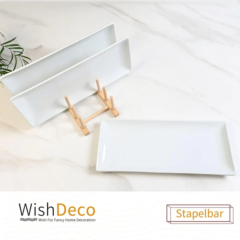 WishDeco Servierplatte 3er Set, Servierplatten Porzellan 35x15 cm