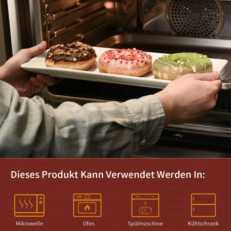 WishDeco Servierplatte 3er Set, Servierplatten Porzellan 35x15 cm