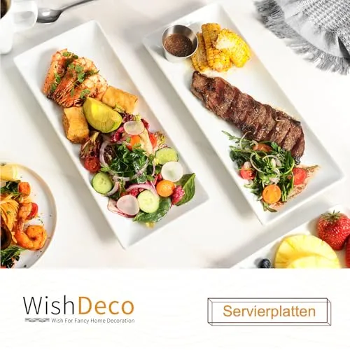 WishDeco Servierplatte 3er Set, Servierplatten Porzellan 35x15 cm