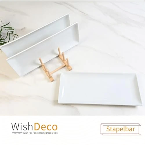 WishDeco Servierplatte 3er Set, Servierplatten Porzellan 35x15 cm