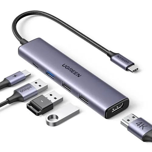 UGREEN Revodok 105 USB C Hub 5Gbps, USB C Adapter 4K HDMI, Multiportadapter