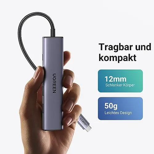 UGREEN Revodok 105 USB C Hub 5Gbps, USB C Adapter 4K HDMI, Multiportadapter