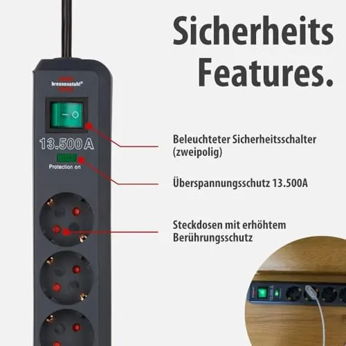 Brennenstuhl Eco-Line Steckdosenleiste 6-Fach mit Überspannungsschutz