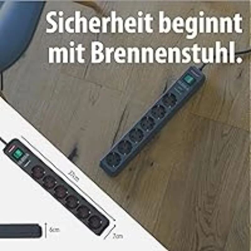 Brennenstuhl Eco-Line Steckdosenleiste 6-Fach mit Überspannungsschutz