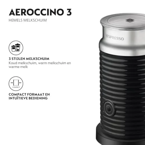 NESPRESSO Aeroccino 3 elektrischer Milchaufschäumer schwarz
