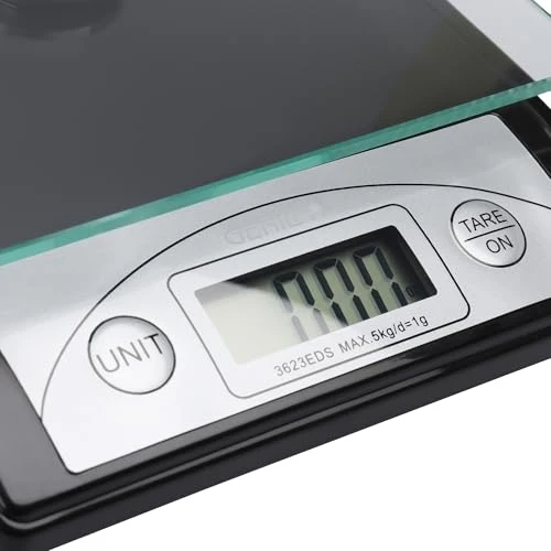 Genie Digitale Briefwaage 3623 EDS – Präzise Küchenwaage bis 5 kg, 1g Genauigkeit, LCD Display, Tara Funktion, Glas Wiegefläche, kompakt & vielseitig für Küche & Büro