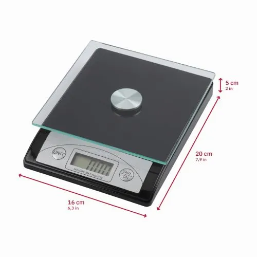 Genie Digitale Briefwaage 3623 EDS – Präzise Küchenwaage bis 5 kg, 1g Genauigkeit, LCD Display, Tara Funktion, Glas Wiegefläche, kompakt & vielseitig für Küche & Büro