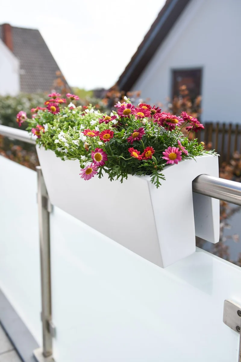 VIVANNO Balkonkasten Weiß Matt - 60 cm Fiberglas Blumenkasten Balkona