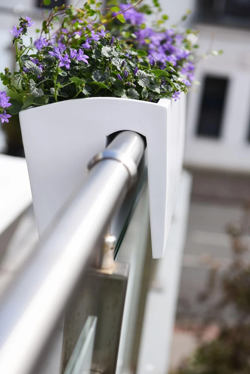 VIVANNO Balkonkasten Weiß Matt - 60 cm Fiberglas Blumenkasten Balkona