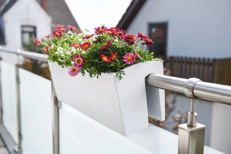 VIVANNO Balkonkasten Weiß Matt - 60 cm Fiberglas Blumenkasten Balkona