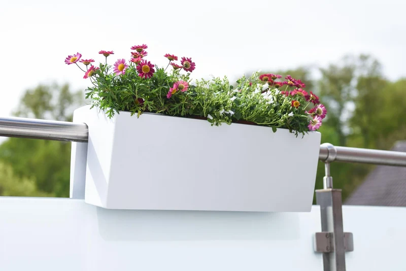 VIVANNO Balkonkasten Weiß Matt - 60 cm Fiberglas Blumenkasten Balkona