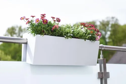 VIVANNO Balkonkasten Weiß Matt - 60 cm Fiberglas Blumenkasten Balkona