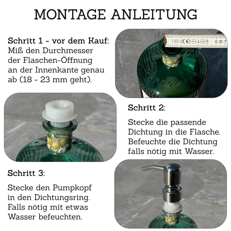 ALTGLAS Seifenspender Pumpkopf 'Zagreb' mit Upcycling-Kit (18-23mm)