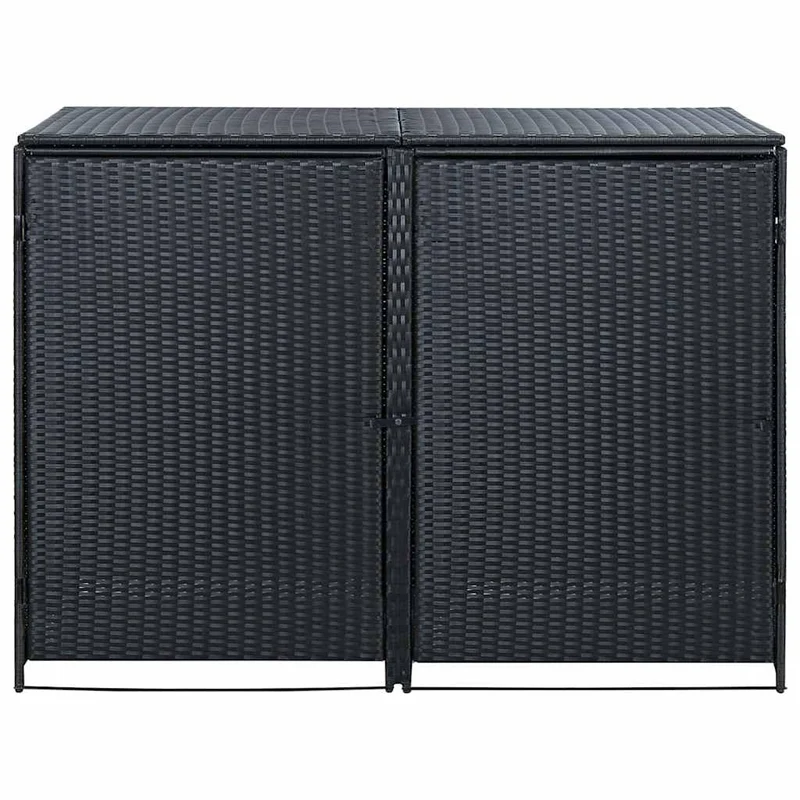 vidaXL Mülltonnenbox für 2 Tonnen Poly Rattan Schwarz 148x80x111 cm