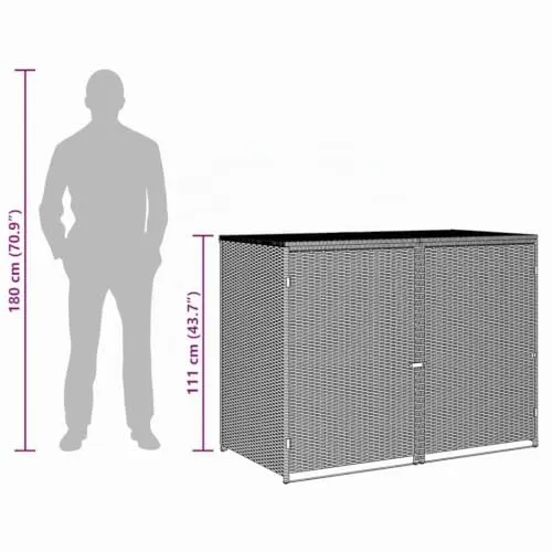 vidaXL Mülltonnenbox für 2 Tonnen Poly Rattan Schwarz 148x80x111 cm