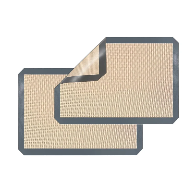 Backmatte aus Silikon Wiederverwendbare Backfolie .42x29.5 cm - 2er Set Antihaft Beschichtung, Wiederverwendbar, BPA Frei, Für Teig Ausrollen, Kekse, Brot, Pizza, Rutschfest und Hitzebeständig