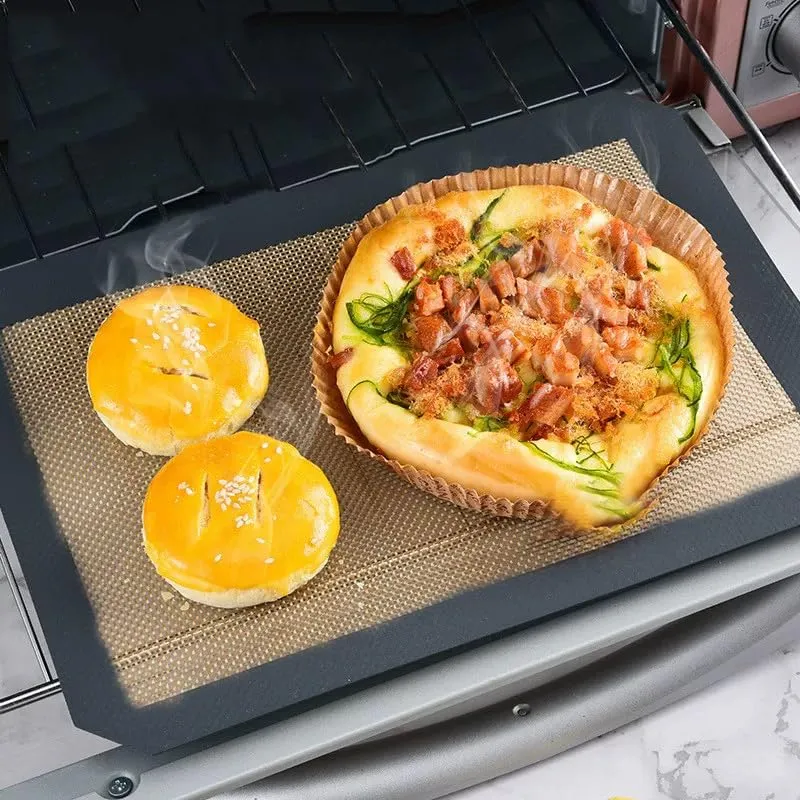 Backmatte aus Silikon Wiederverwendbare Backfolie .42x29.5 cm - 2er Set Antihaft Beschichtung, Wiederverwendbar, BPA Frei, Für Teig Ausrollen, Kekse, Brot, Pizza, Rutschfest und Hitzebeständig