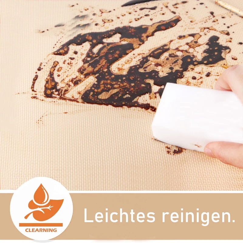 Backmatte aus Silikon Wiederverwendbare Backfolie .42x29.5 cm - 2er Set Antihaft Beschichtung, Wiederverwendbar, BPA Frei, Für Teig Ausrollen, Kekse, Brot, Pizza, Rutschfest und Hitzebeständig