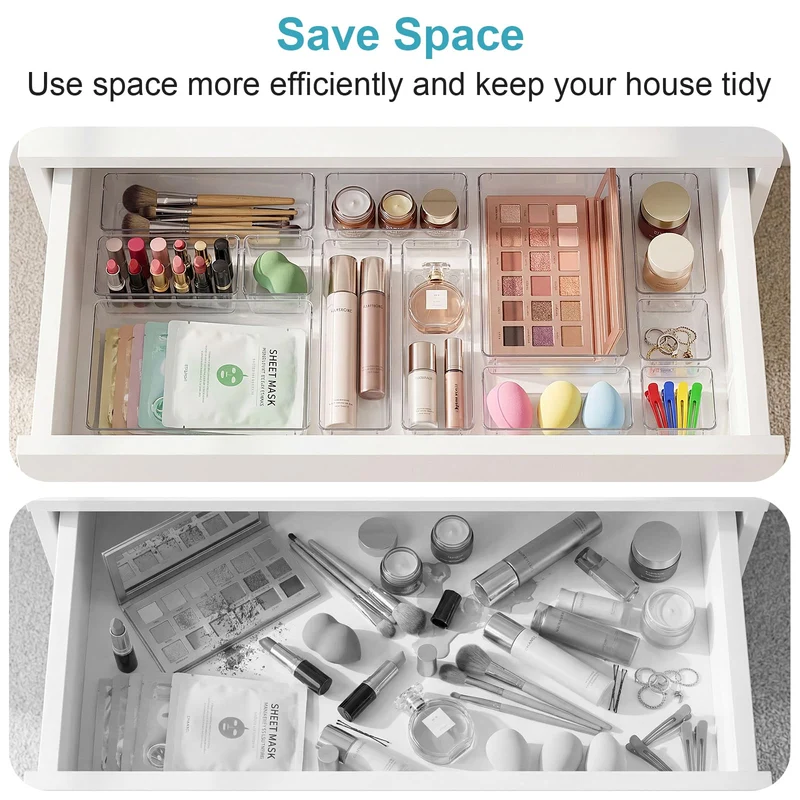 Radikor Schubladen Organizer 12-teilig, Schminktisch Organizer 4 Größen