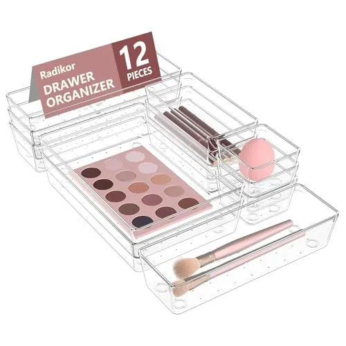 Radikor Schubladen Organizer 12-teilig, Schminktisch Organizer 4 Größen