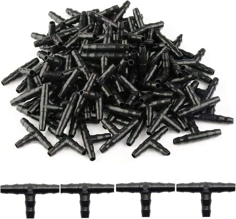 Kalolary 100Pcs Sprinkler Bewässerung 4/7mm T-Stück Barb Schlauchverbinder