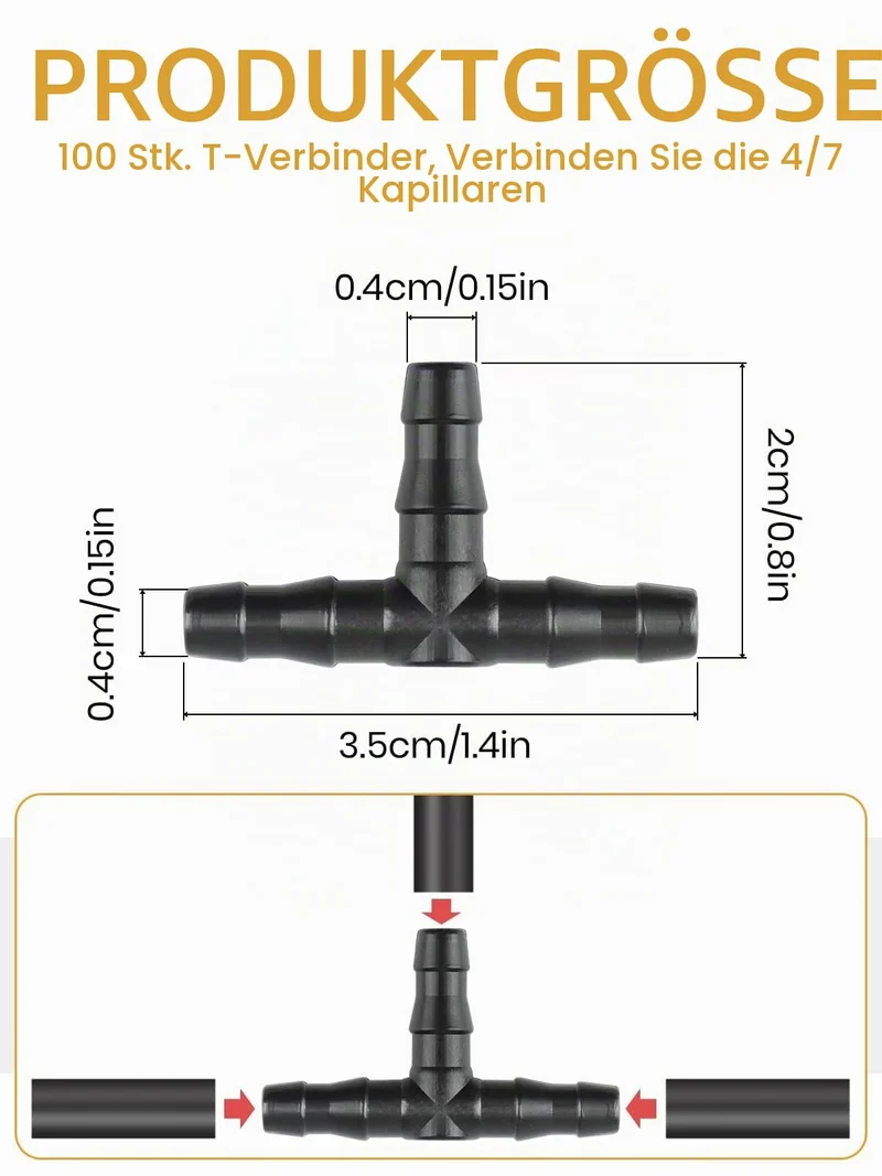 Kalolary 100Pcs Sprinkler Bewässerung 4/7mm T-Stück Barb Schlauchverbinder