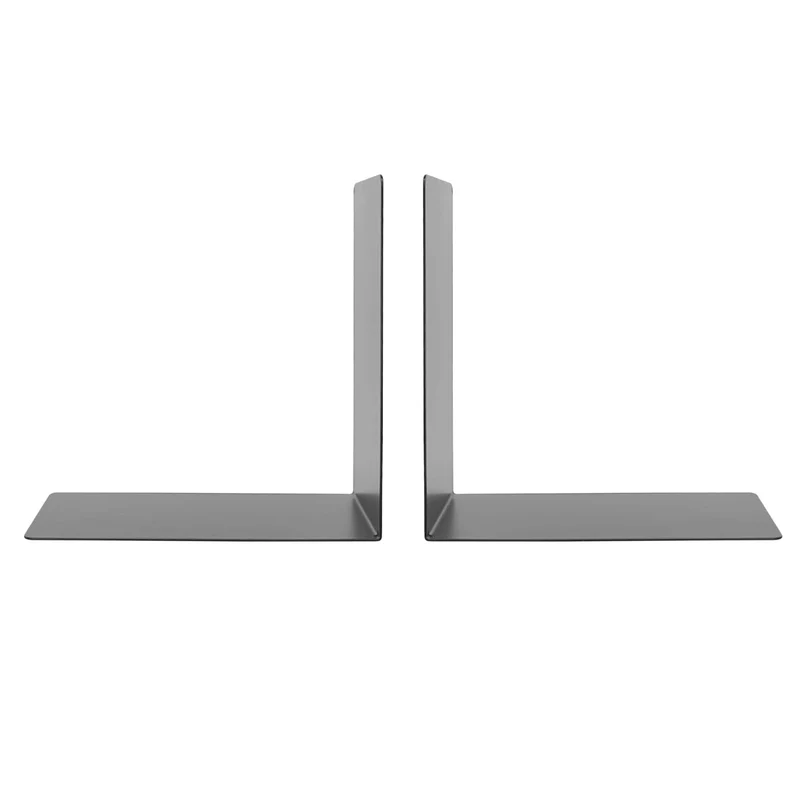 Idena 10843 - Buchstützen Metall, schwarz, 4 Buchständer, 14 x 14 x 8,5 cm, Buchhalter für Bücherregale