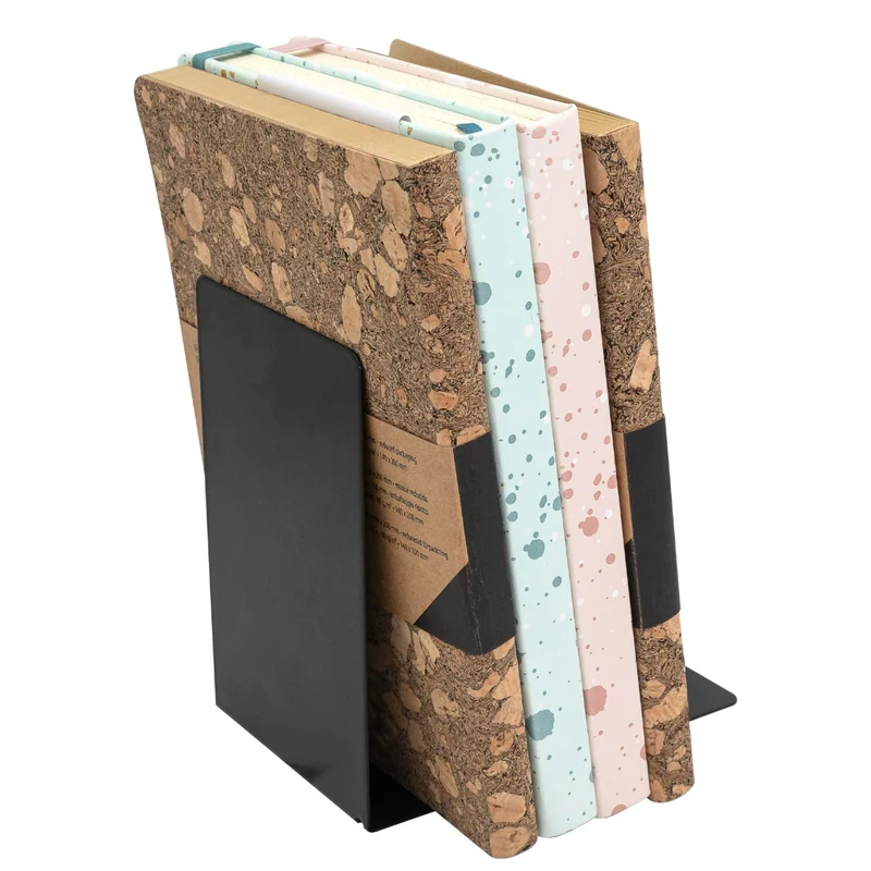 Idena 10843 - Buchstützen Metall, schwarz, 4 Buchständer, 14 x 14 x 8,5 cm, Buchhalter für Bücherregale