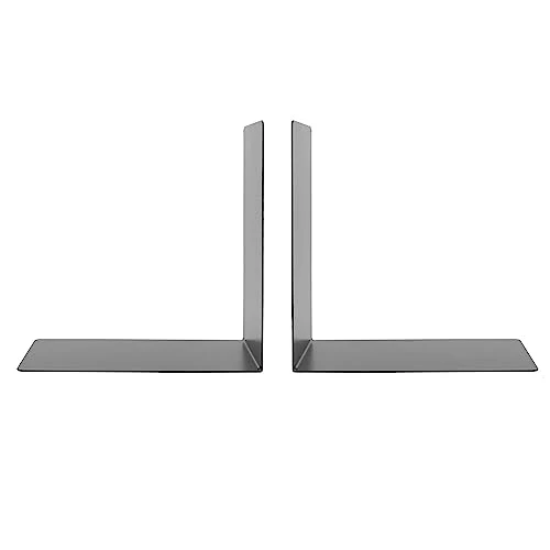 Idena 10843 - Buchstützen Metall, schwarz, 4 Buchständer, 14 x 14 x 8,5 cm, Buchhalter für Bücherregale