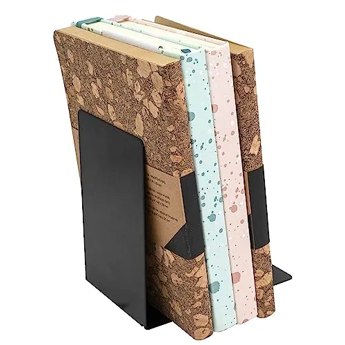 Idena 10843 - Buchstützen Metall, schwarz, 4 Buchständer, 14 x 14 x 8,5 cm, Buchhalter für Bücherregale