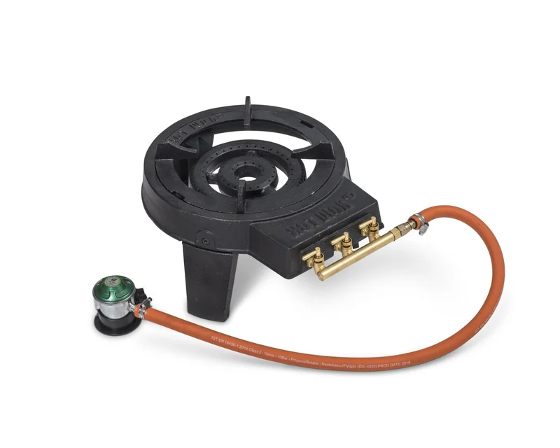Hot Wok 12 kW Gasbrenner aus Gusseisen inkl. Asia-Wok und einem Grillrost (kurze Streben) Camping BBQ
