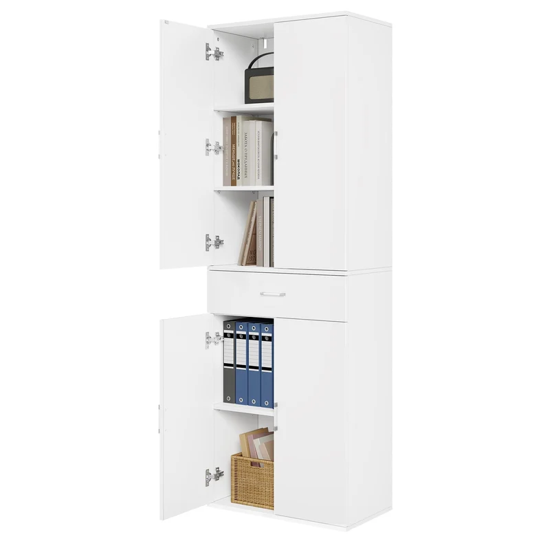 eSituro Aktenschrank, Schrank mit Schublade Türen, 60x180x34 cm,weiß