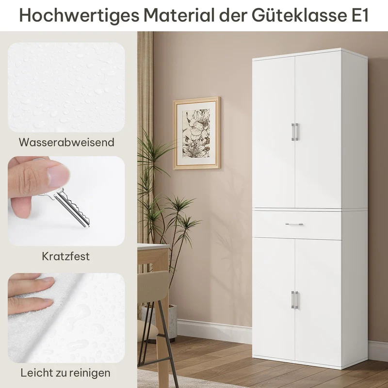 eSituro Aktenschrank, Schrank mit Schublade Türen, 60x180x34 cm,weiß
