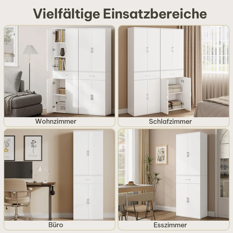 eSituro Aktenschrank, Schrank mit Schublade Türen, 60x180x34 cm,weiß