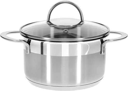 GRÄWE Kochtopf inkl. Glasdeckel, 1,5 l, Spülmaschinengeeignet, Topf für Induktion, klein, Edelstahl, Ø 16 cm, Serie Pro-Line