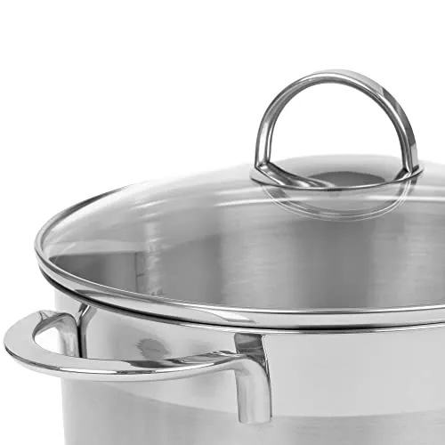 GRÄWE Kochtopf inkl. Glasdeckel, 1,5 l, Spülmaschinengeeignet, Topf für Induktion, klein, Edelstahl, Ø 16 cm, Serie Pro-Line