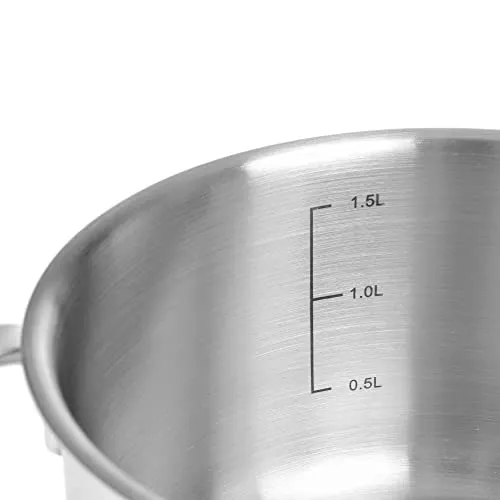 GRÄWE Kochtopf inkl. Glasdeckel, 1,5 l, Spülmaschinengeeignet, Topf für Induktion, klein, Edelstahl, Ø 16 cm, Serie Pro-Line