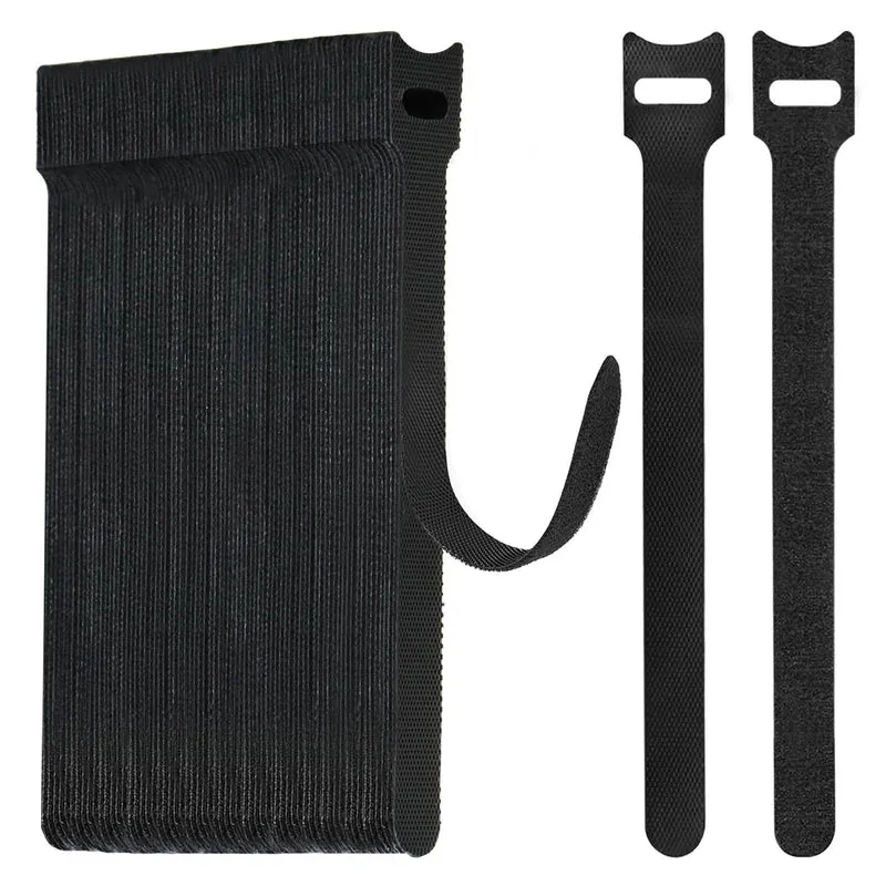 70 Stück 15cm Klett Kabelbinder Wiederverschließbar, Schwarz Kabel Klettband Klettkabelbinder Wiederverwendbar, Kabelklett Klettverschluss Band für Kabelmanagement, Cable Organizer,