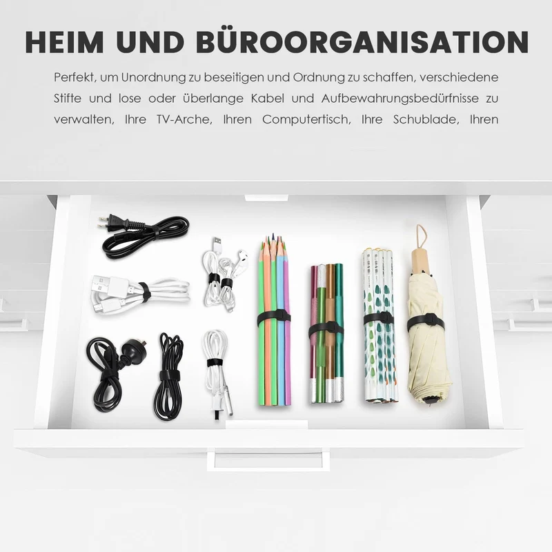70 Stück 15cm Klett Kabelbinder Wiederverschließbar, Schwarz Kabel Klettband Klettkabelbinder Wiederverwendbar, Kabelklett Klettverschluss Band für Kabelmanagement, Cable Organizer,