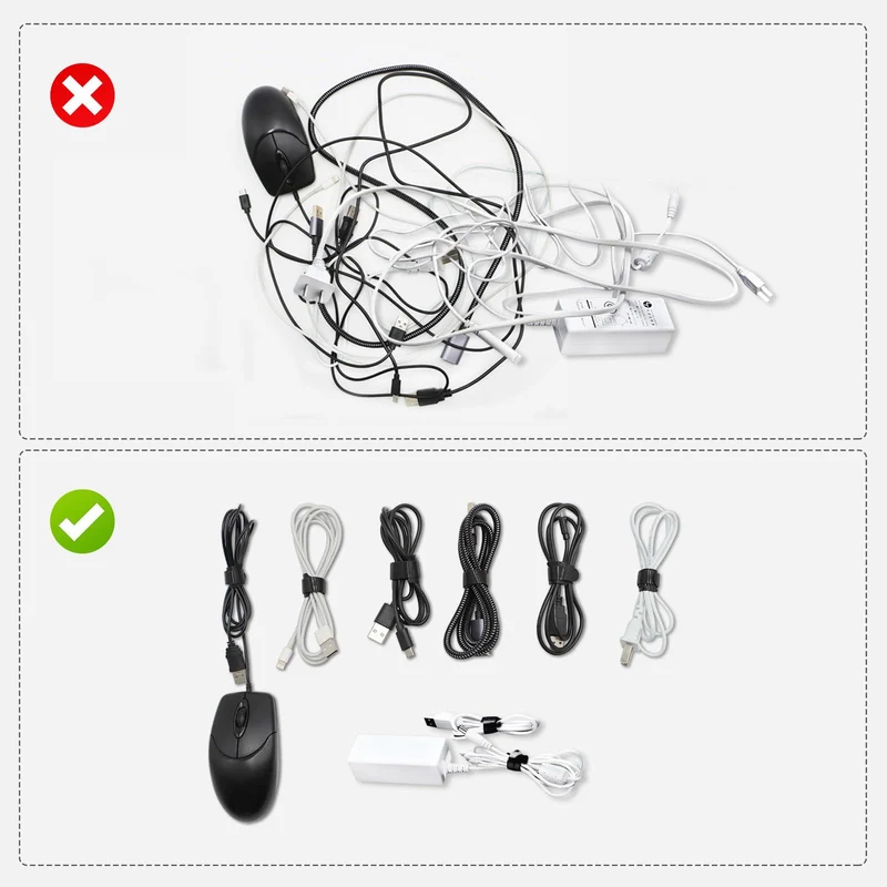 70 Stück 15cm Klett Kabelbinder Wiederverschließbar, Schwarz Kabel Klettband Klettkabelbinder Wiederverwendbar, Kabelklett Klettverschluss Band für Kabelmanagement, Cable Organizer,