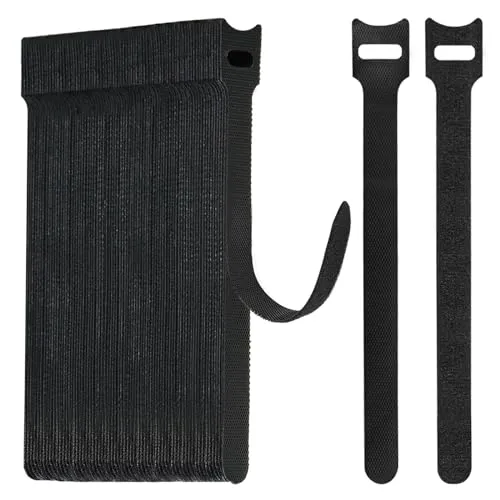 70 Stück 15cm Klett Kabelbinder Wiederverschließbar, Schwarz Kabel Klettband Klettkabelbinder Wiederverwendbar, Kabelklett Klettverschluss Band für Kabelmanagement, Cable Organizer,