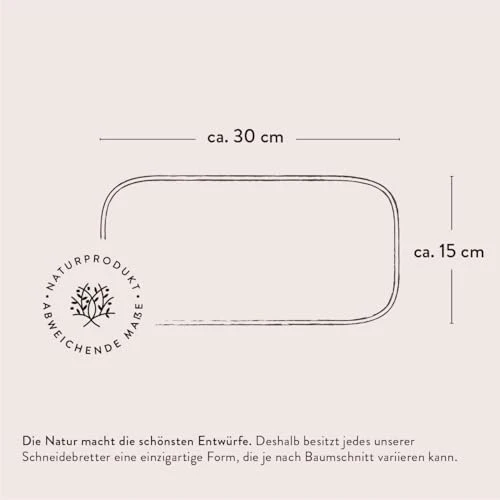 DAS OLIVENHOLZBRETT® Schneidebrett Olivenholz/Antipastibrett/Vesperbrett/Brotzeitbrett aus Olivenholz/Olivenholzbrett mit naturbelassenem Rand, 30cm