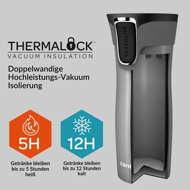 Contigo Thermobecher West Loop Autoseal, Edelstahl Isolierbecher, Reisebecher, Kaffebecher to Go, auslaufsicher