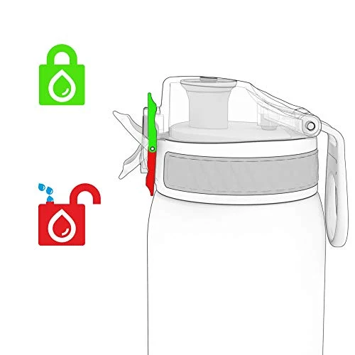 ION8 Leicht Stahl-Trinkflasche, 600 ml, Nicht IsoliertAuslaufsicher, Einhandöffnung, Sichere Verriegelung, Spülmaschinenfest, Klappdeckel, Tragegriff, Leicht zu Reinigen