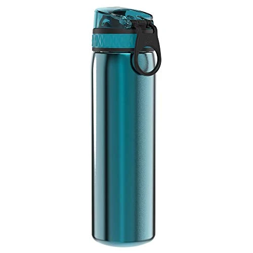 ION8 Leicht Stahl-Trinkflasche, 600 ml, Nicht IsoliertAuslaufsicher, Einhandöffnung, Sichere Verriegelung, Spülmaschinenfest, Klappdeckel, Tragegriff, Leicht zu Reinigen
