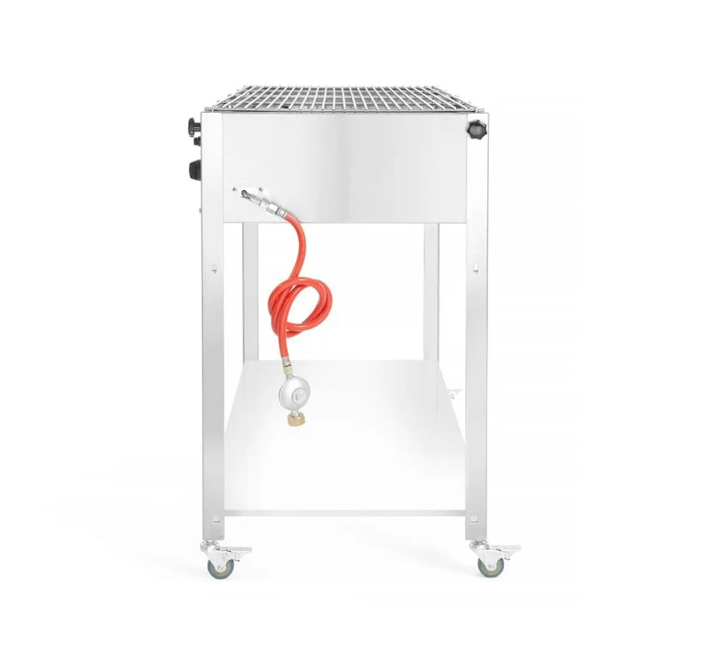 HENDI Grill-Master Quattro, Elektronisches Zündung, mit Gasschlauch und Druckminderer, nur für Verwendung im Aussenbereich, 22kW(Hs), 1270x525x(H)840mm, Edelstahl 18/0, Large