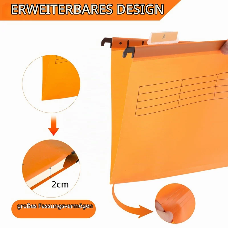 30 Stück Hängemappen A4 mit Tabs, 5 Farben, für Büro und Homeoffice